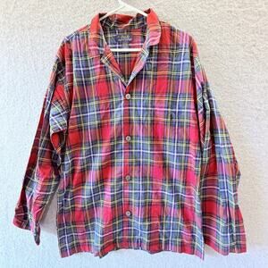 Polo Ralph Lauren Pajama Top Mens Medium Holiday Tartan Plaid Sleepwear Shirt